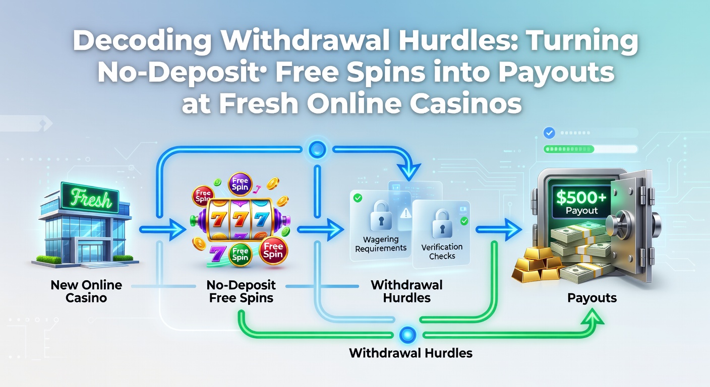 Grafik zeigt Free-Spins-Symbole und Auszahlungsbarrieren bei neuen Online-Casinos
