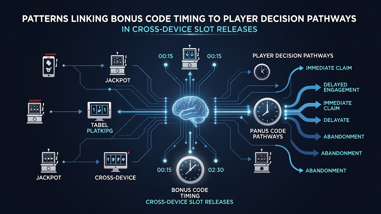 Diagram mapping player decision pathways triggered by bonus code timing in cross-device slot environments
