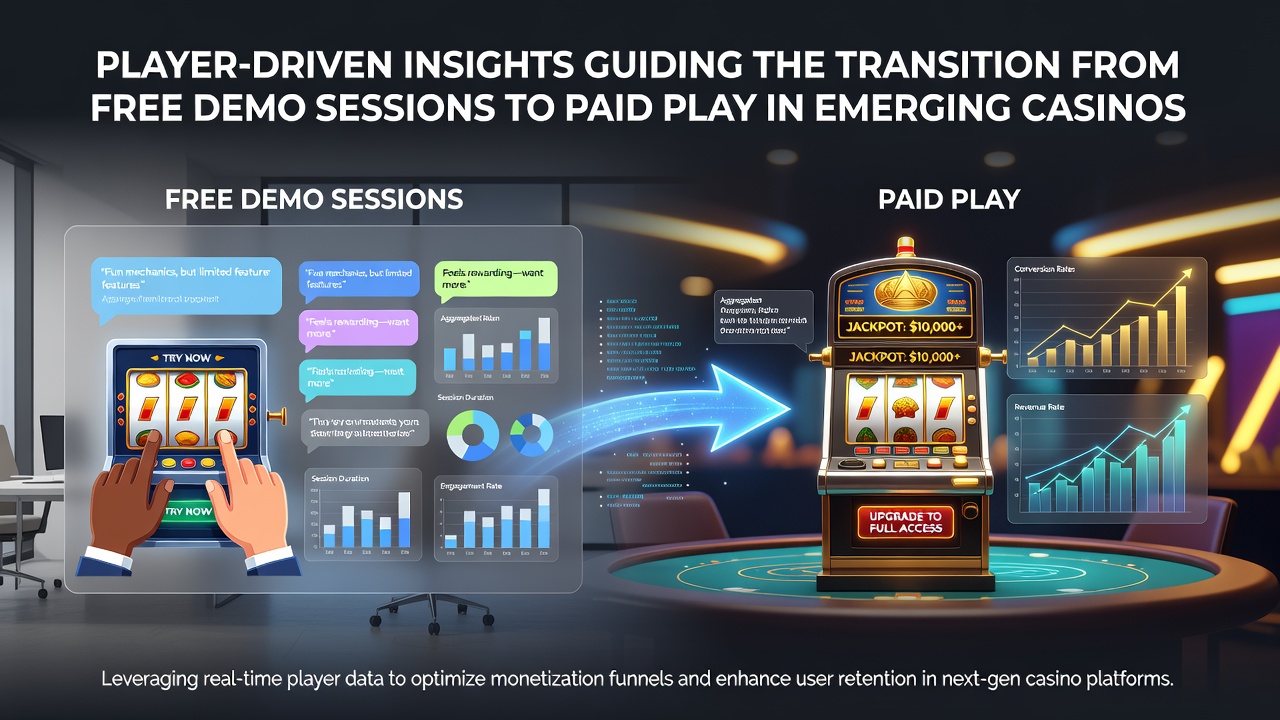 Visualisierung des Übergangs von Demo zu bezahltem Spiel in Casino-Apps