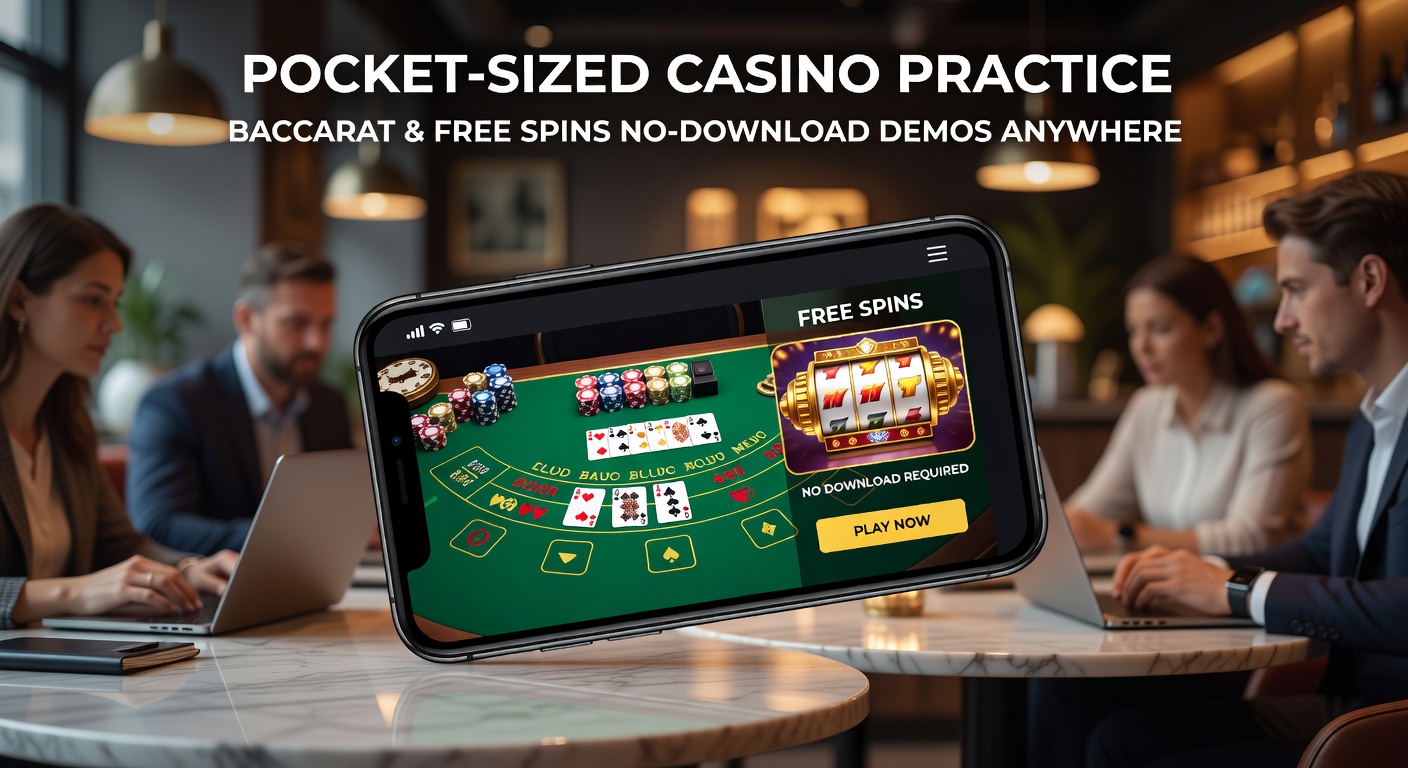 Smartphone mit Baccarat-Demo auf dem Bildschirm, umgeben von Casino-Elementen wie Karten und Chips