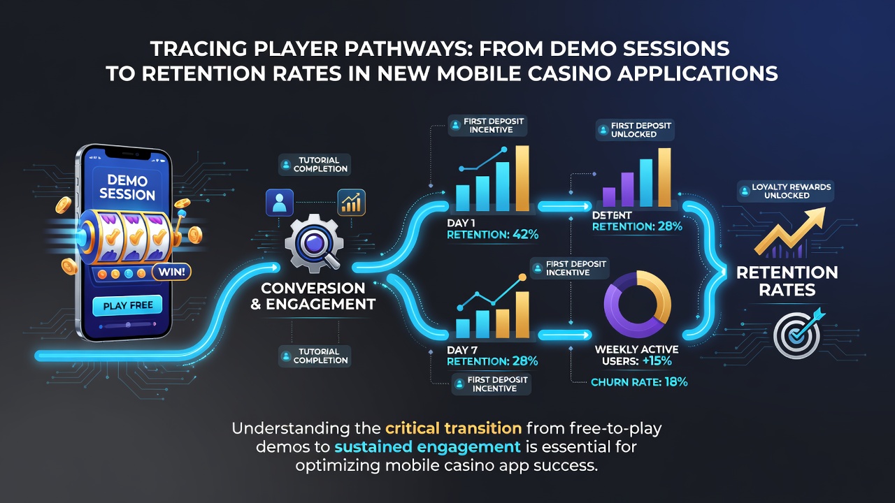 Diagramme und Statistiken zu Retention-Raten nach Demo-Sessions in Casino-Apps